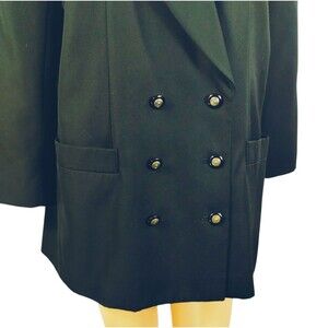 Double Breasted Black Nautical Blazer Women's 16 Lined Shawl Lapel Pocket B VTG